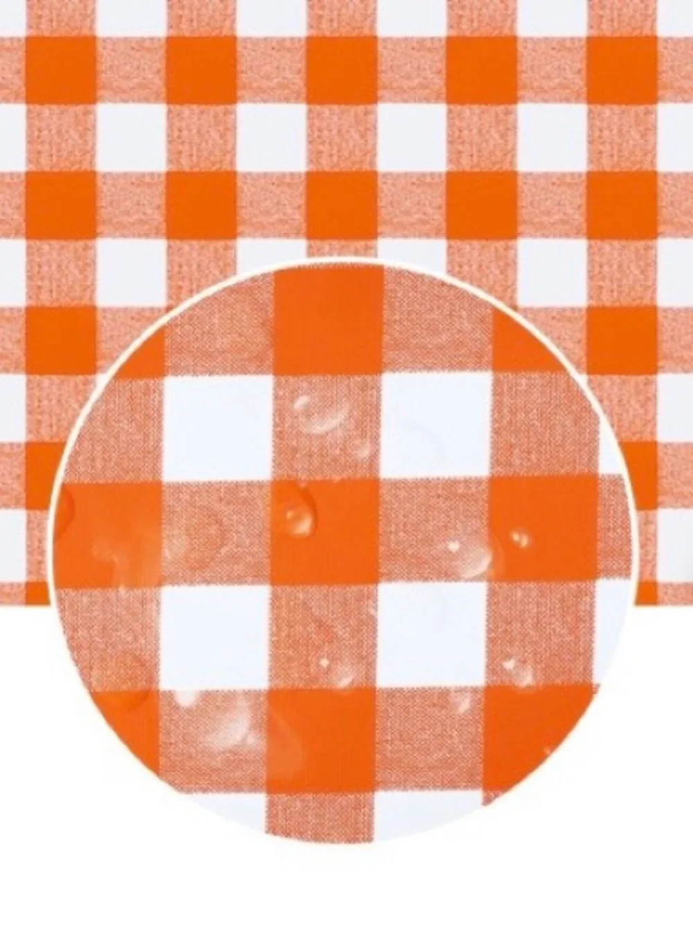 Gingham Tablecloth 100% Waterproof PVC Plastic Rectangular 54x108” ORANGE